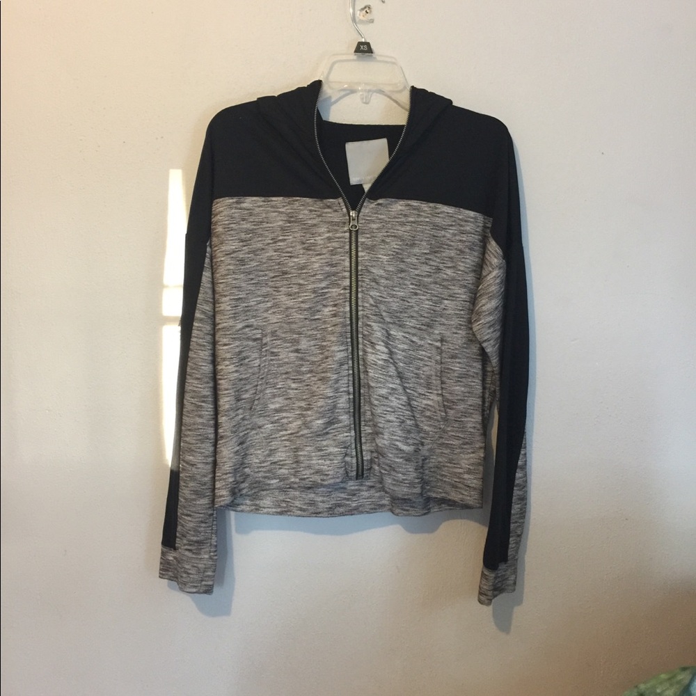 Gray Distressed Zip Jacket